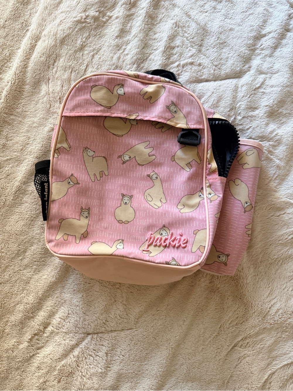 Kids Pink Alpaca Print Backpack